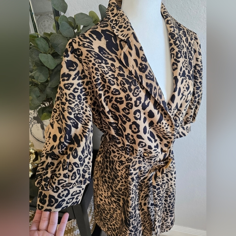 Saint Genies Leopard Print Women's Coat Dress - Picture 9 of 9
